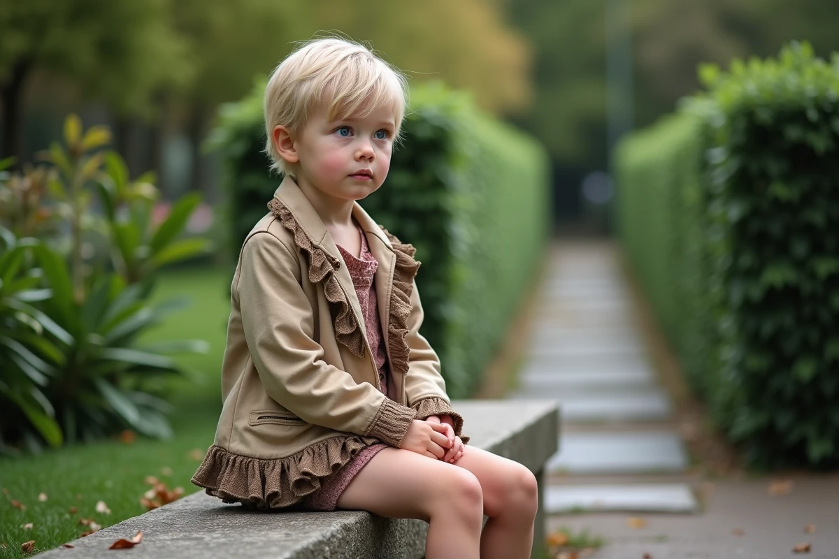Adolescente assise sur un banc dans un parc urbain