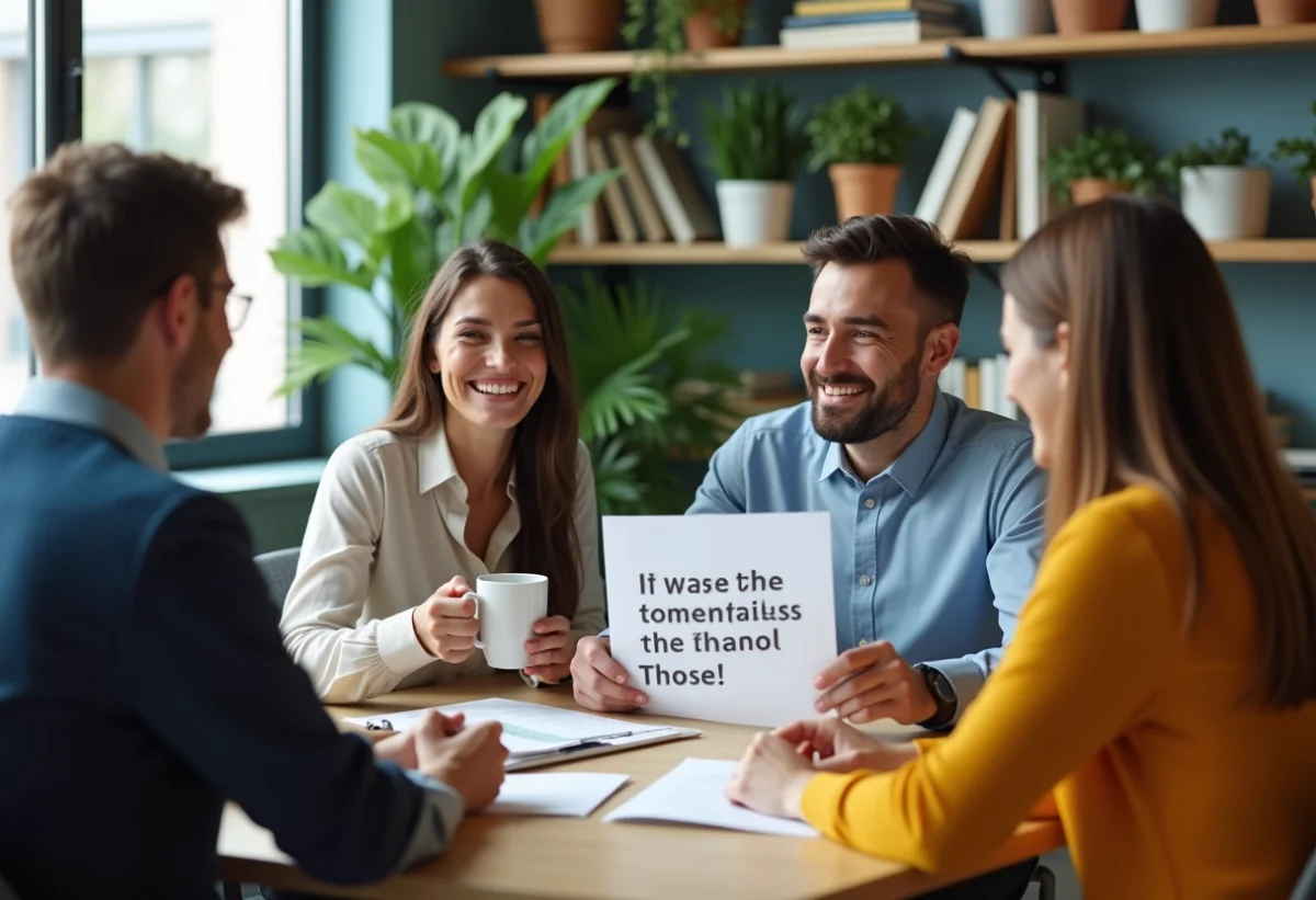 Groupe de collègues de bureau discutant en réunion