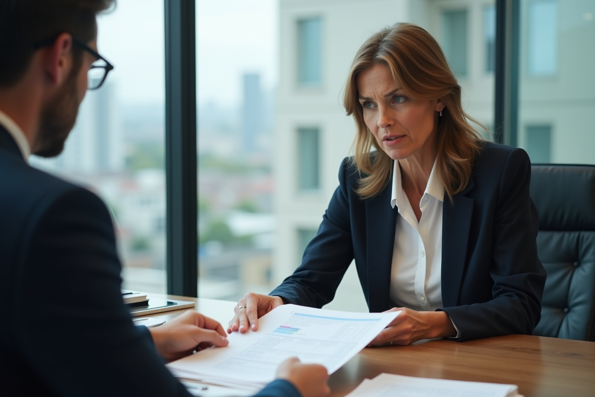 Femme manager examinant une fiche de temps