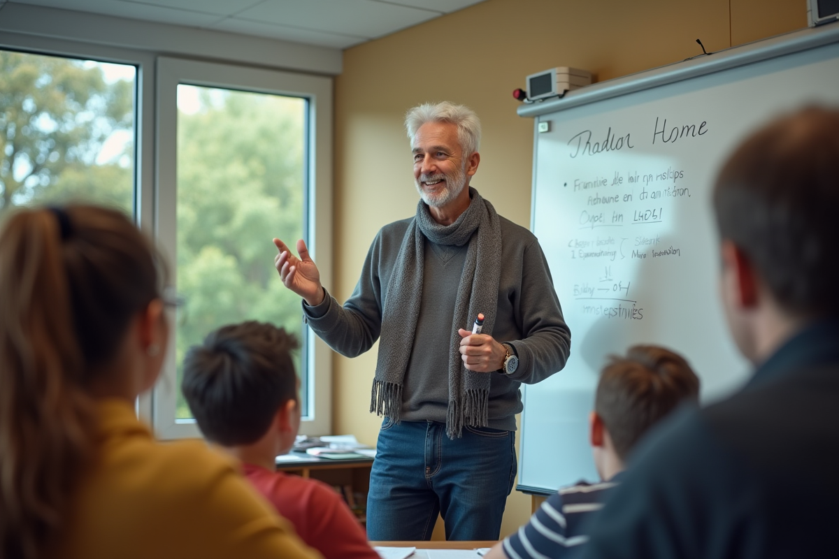 Professeur expliquant la traduction à ses étudiants en classe